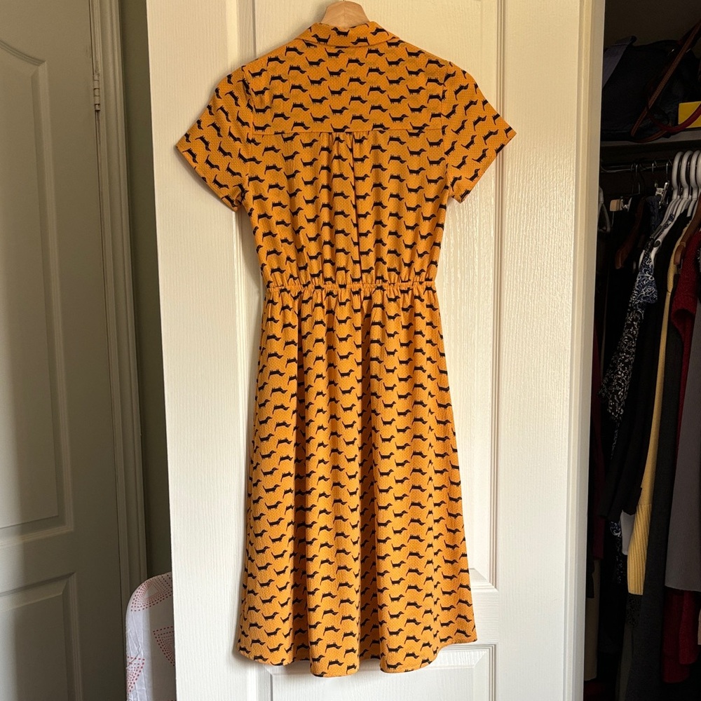 Monteau Mustard Dog Print Midi Dress - Picture 3 of 4